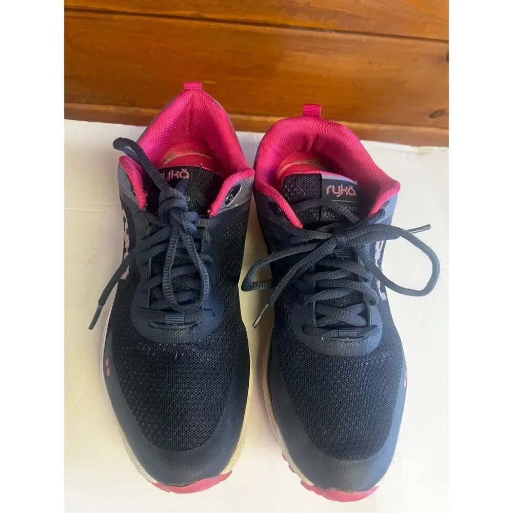 Ryka Shoes Womens Sz 8 Sky Walk Rush Sporty Low Sneakers Blue Pink Mesh Lace Up